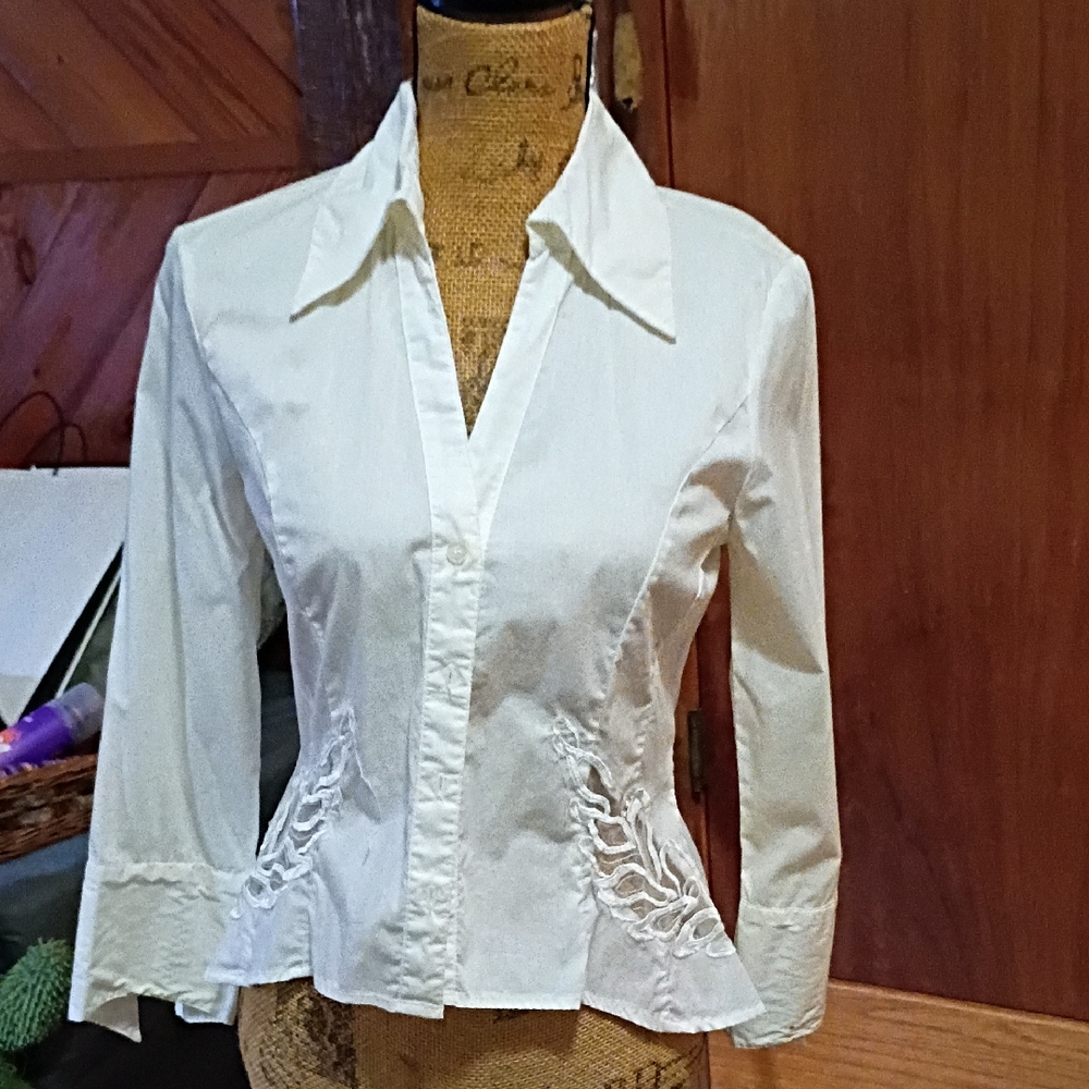 Antilia Femme White Button Down Shirt